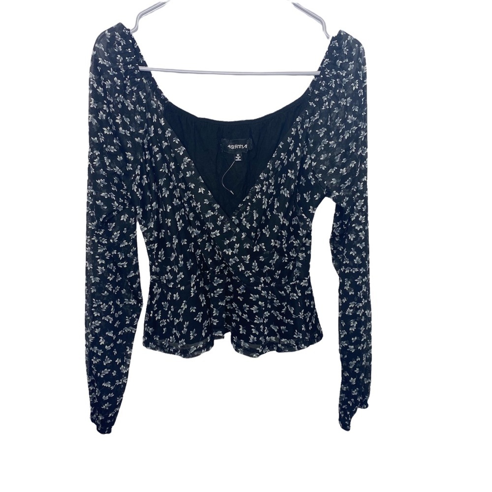 4si3nna Nordstrom black floral peplum blouse